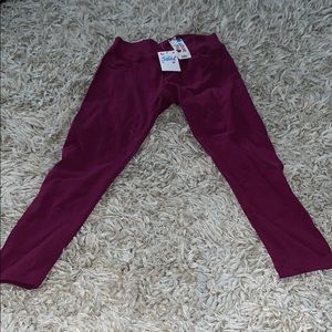 Girls full length maroon leggings